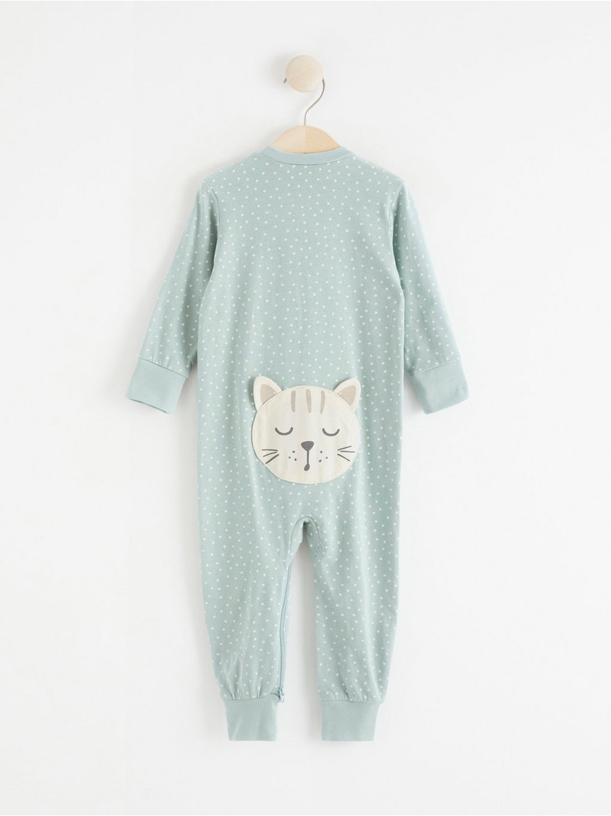 Pyjamas with dots and cat back appliqué - 8305255-7682