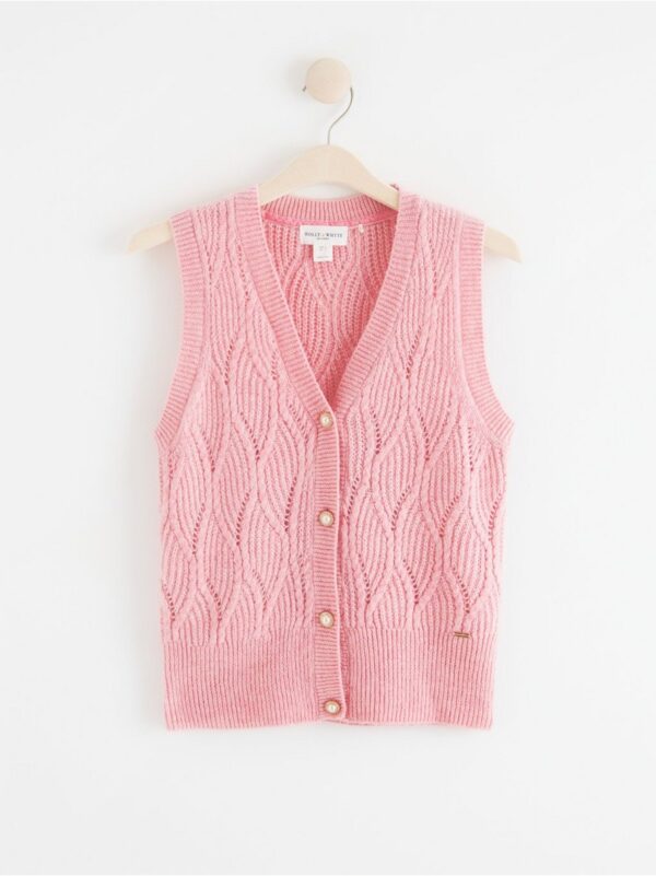 Cable knit vest with buttons - 8305430-6873