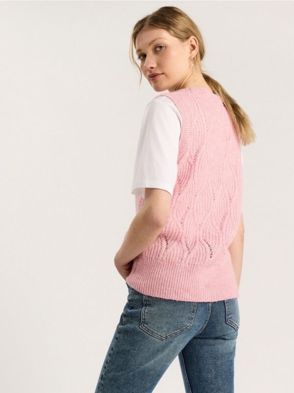 Cable knit vest with buttons - 8305430-6873