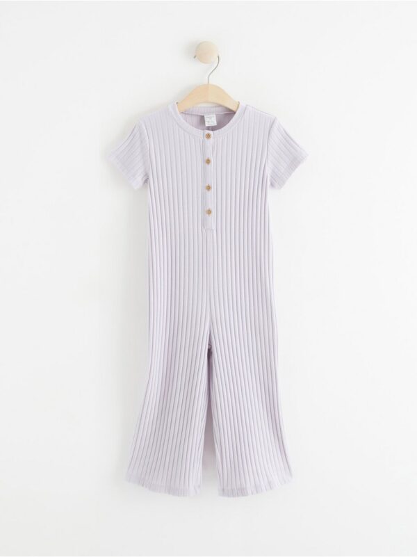 Short sleeve ribbed jumpsuit - 8311156-9959