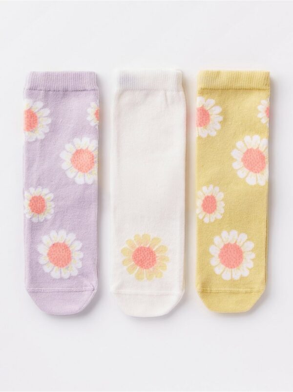 3-pack socks with flowers - 8317077-9395