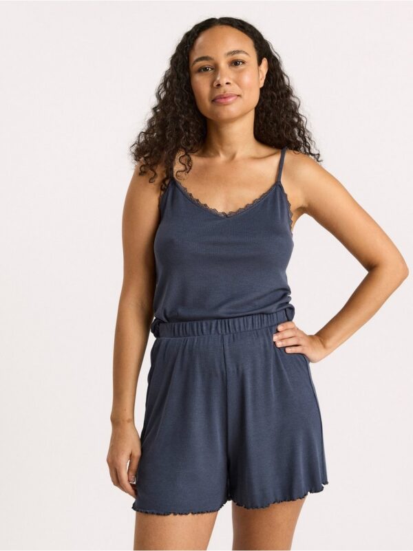 Ribbed camisole with lace - 8321486-6918