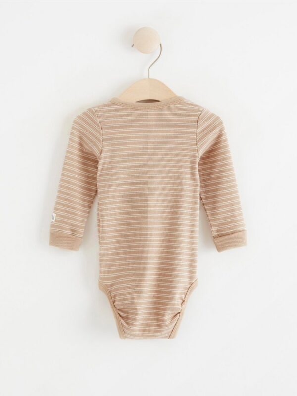 Ribbed wrap bodysuit with long sleeves - 8321791-7603