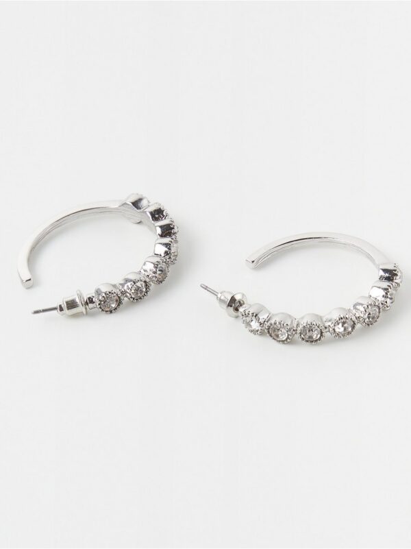 Hoop earrings with rhinestones - 8323989-10