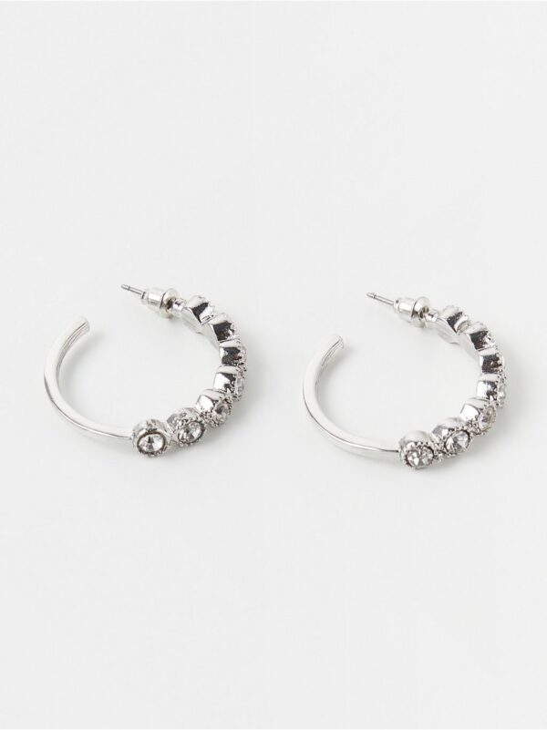 Hoop earrings with rhinestones - 8323989-10