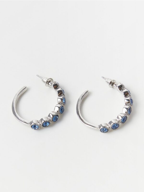 Hoop earrings with rhinestones - 8323989-800