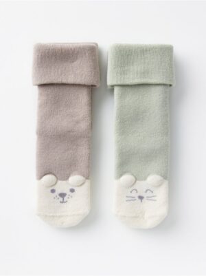 2-pack terry socks with antislip - 8324698-3905
