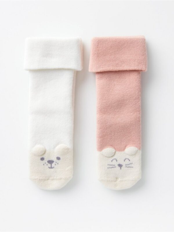 2-pack terry socks with antislip - 8324698-8493
