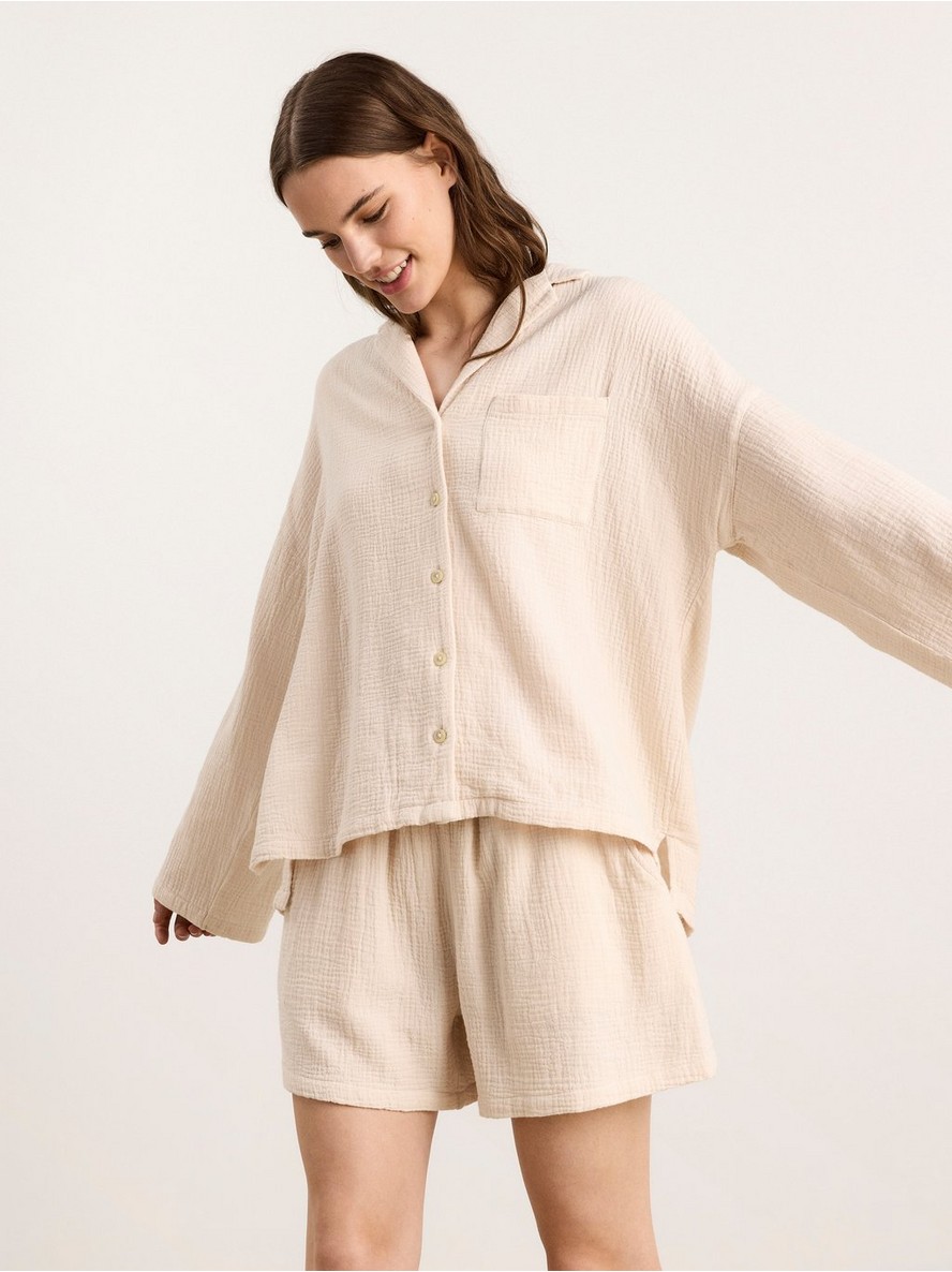 Crinkled cotton pyjamas set - 8336295-9917