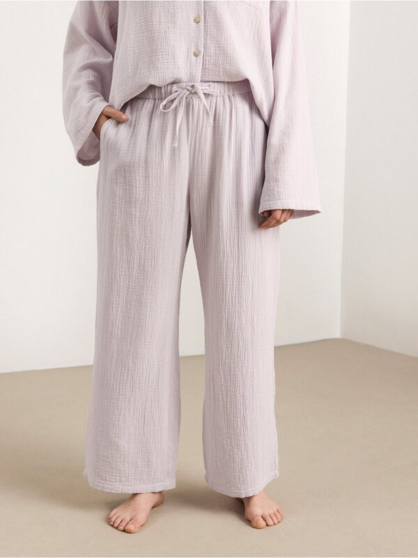 Crinkled cotton pyjama trousers - 8336306-7396