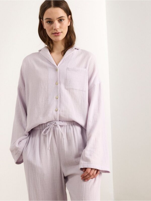 Crinkled cotton pyjama trousers - 8336306-7396