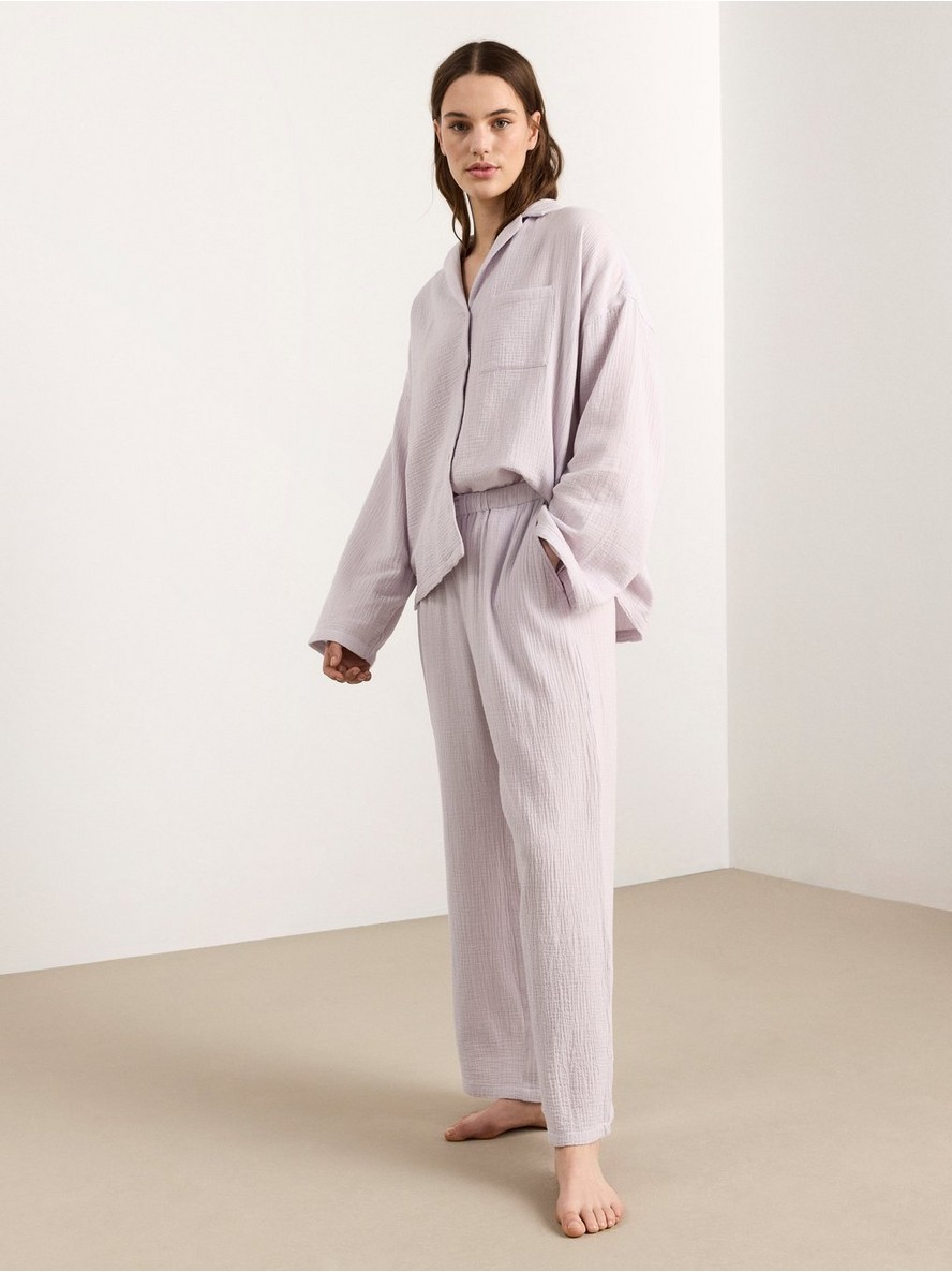 Pidzama donji deo – Crinkled cotton pyjama trousers