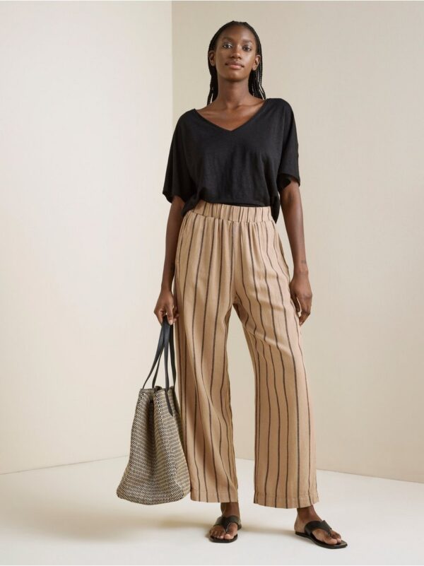 BELLA Straight cropped trousers in linen blend - 8338286-5895