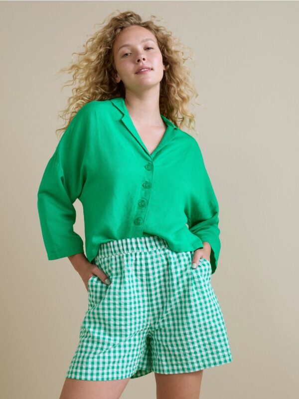 Linen blend blouse - 8340003-7211