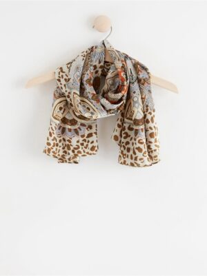 Satin scarf with leo paisley print - 8355249-7954