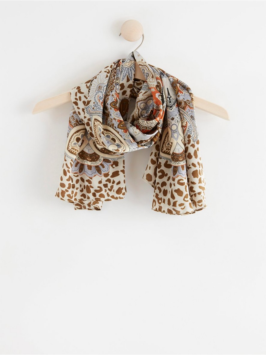 Marama – Satin scarf with leo paisley print