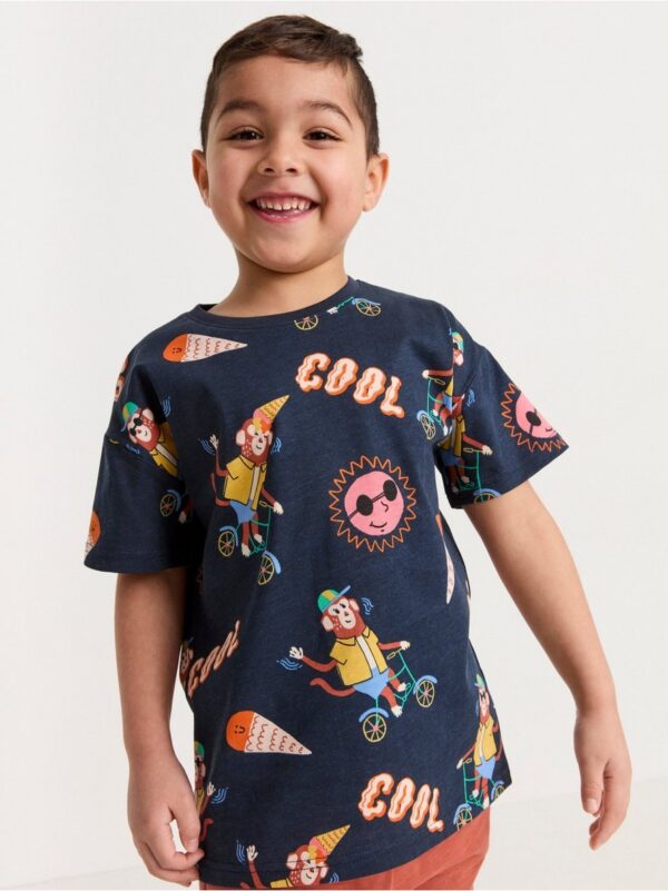 Short sleeve top with monkeys - 8361934-2521