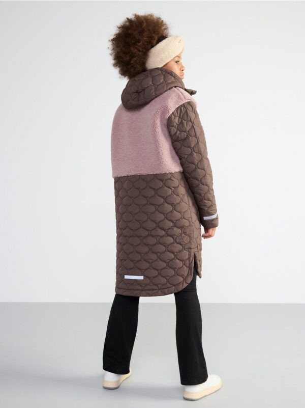 Long quilted jacket with pile details - 8372972-215