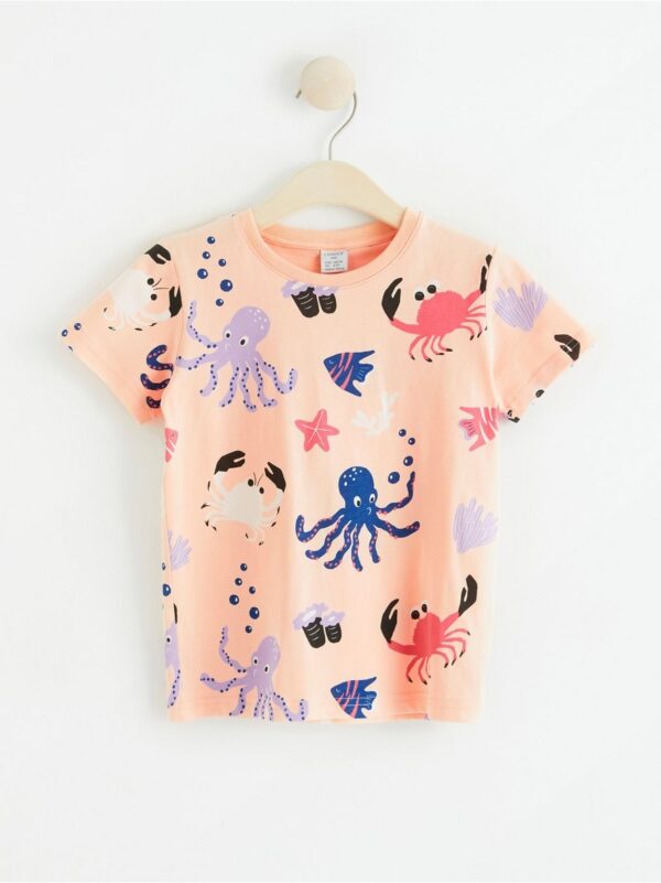 Short sleeve top with sea creatures - 8377381-473