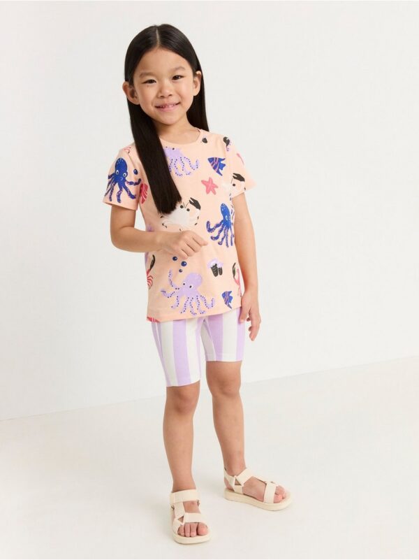 Short sleeve top with sea creatures - 8377381-473