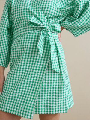 Checked mini wrap dress - 8378170-7970