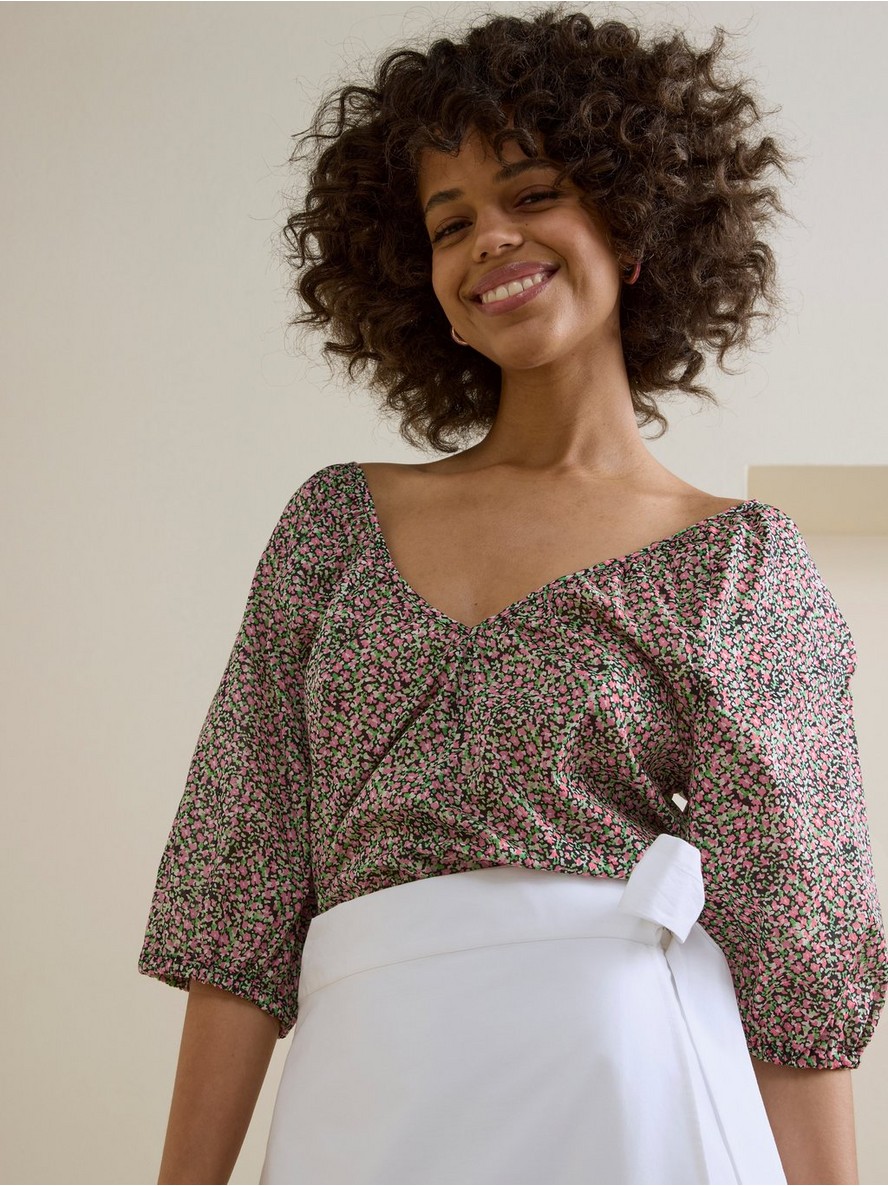 Bluza – Patterned puff sleeve blouse