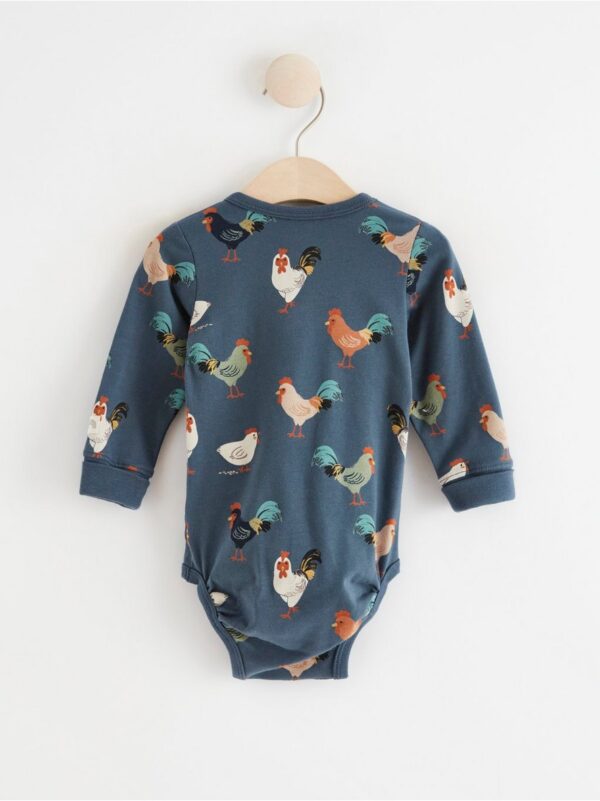Wrap bodysuit with roosters - 8380077-9816