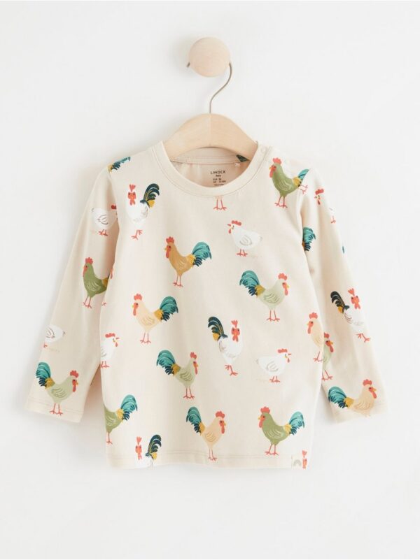 Long sleeve top with roosters - 8380083-1230