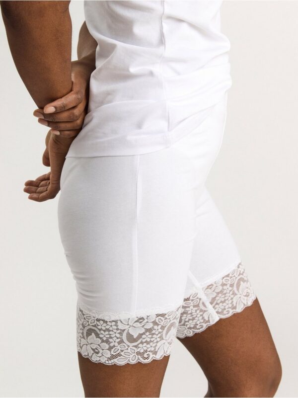 Cotton biker shorts with lace - 8380782-70