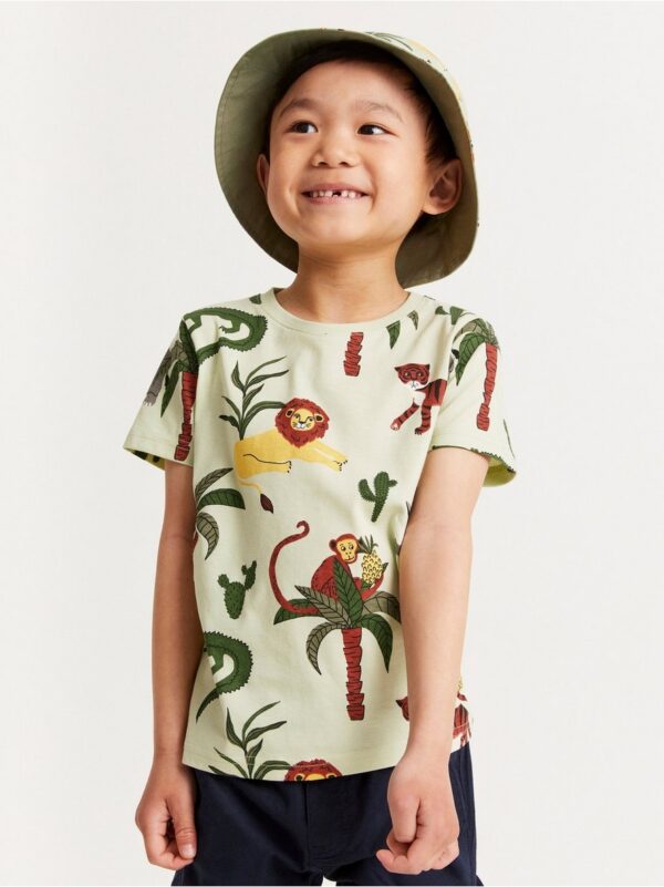 Short sleeve top with djungle motif - 8382413-9949