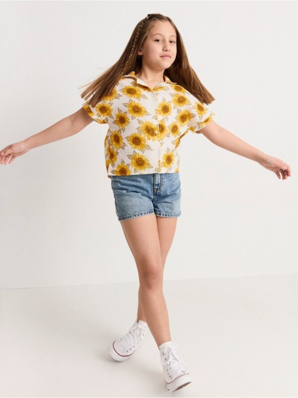 Short sleeve shirt with sunflowers - 8387236-300