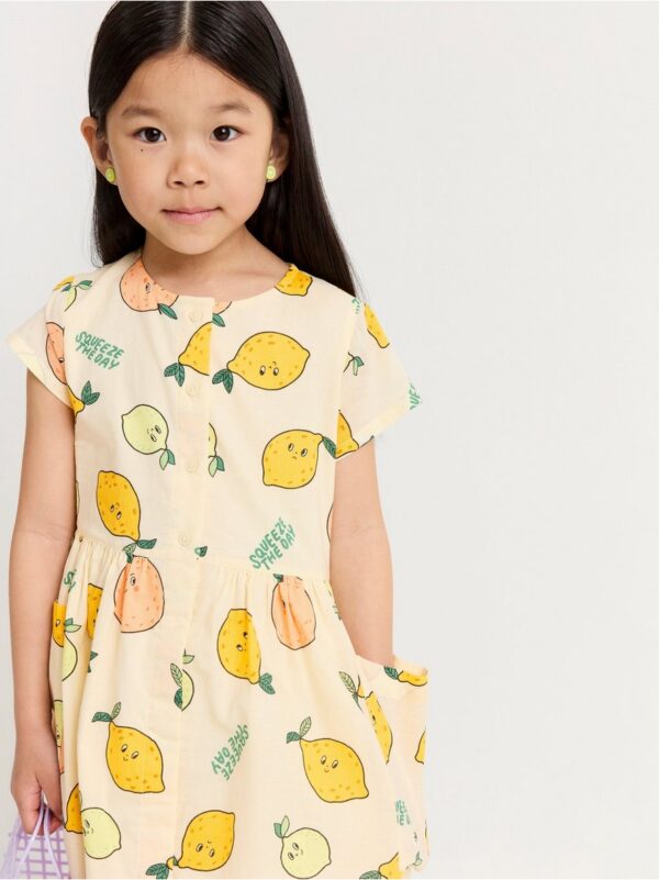 Short sleeve dress with lemons - 8390930-1230