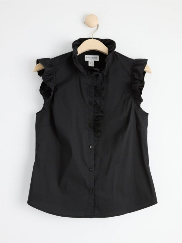 Sleeveless blouse with frills - 8393814-80