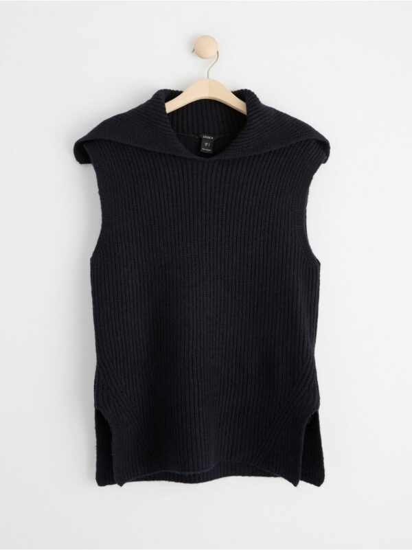 Ribbed vest with collar - 8398937-7763