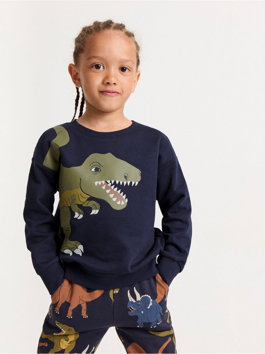 Dukserica – Sweatshirt with brushed inside and dinosaur