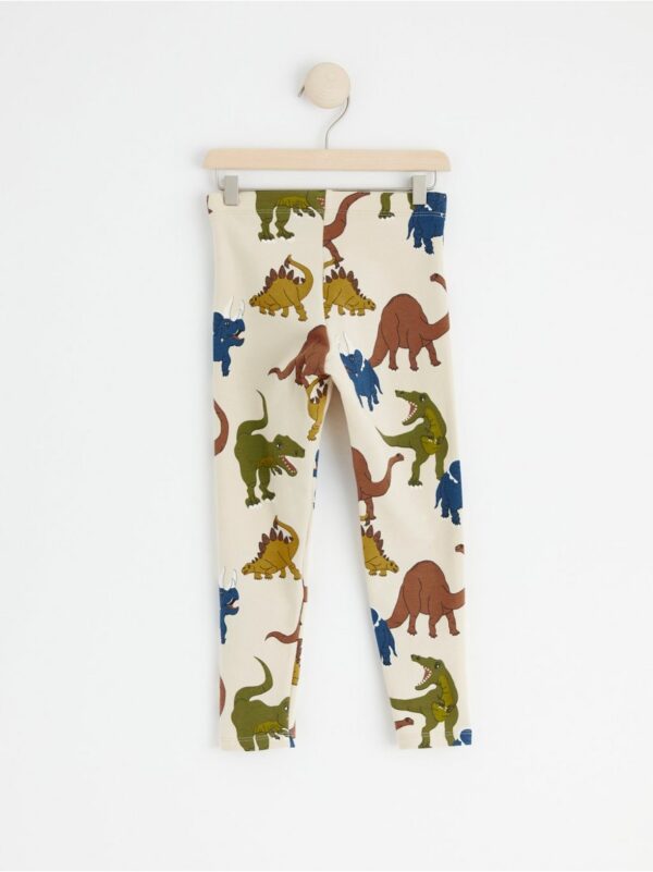 Leggings with dinosaurs and brushed inside - 8399399-8545