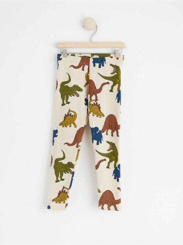 Leggings with dinosaurs and brushed inside - 8399399-8545