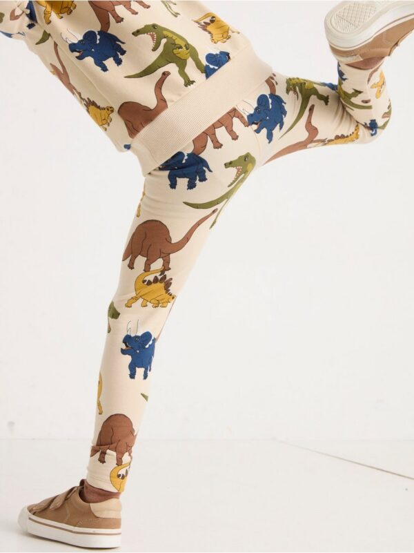 Leggings with dinosaurs and brushed inside - 8399399-8545