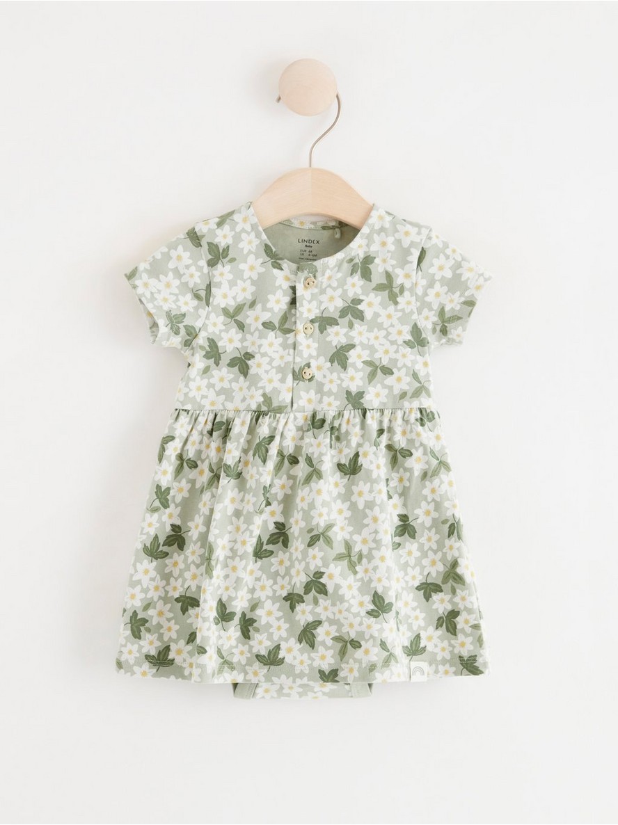 Short sleeve dress with bodysuit and flowers - 8399923-3905