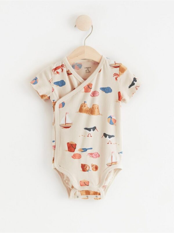 Wrap bodysuit with beach print - 8404900-1230