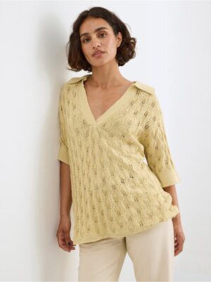 Knitted top with collar - 8406649-7015