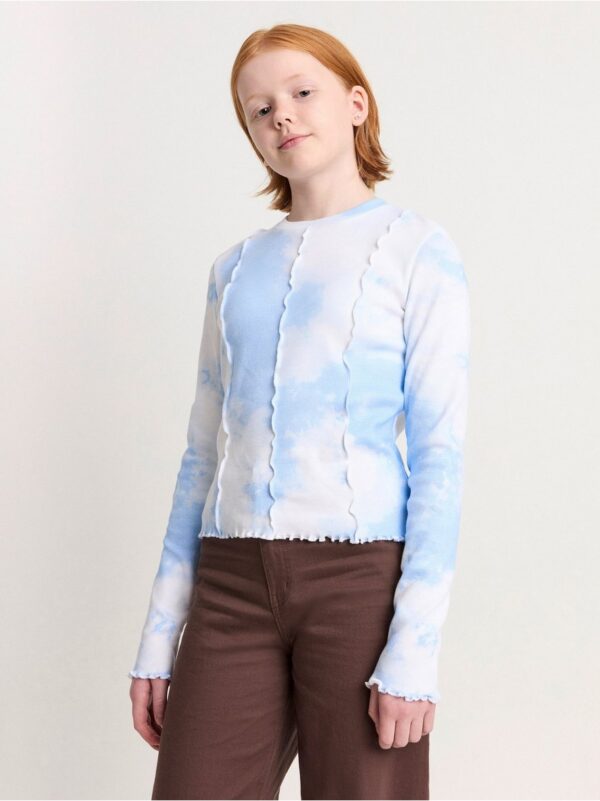 Long sleeve ribbed top with tie dye - 8406726-2666