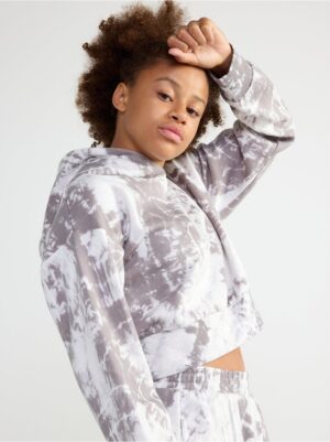 Cropped tie dye hoodie with brushed inside - 8406766-6954