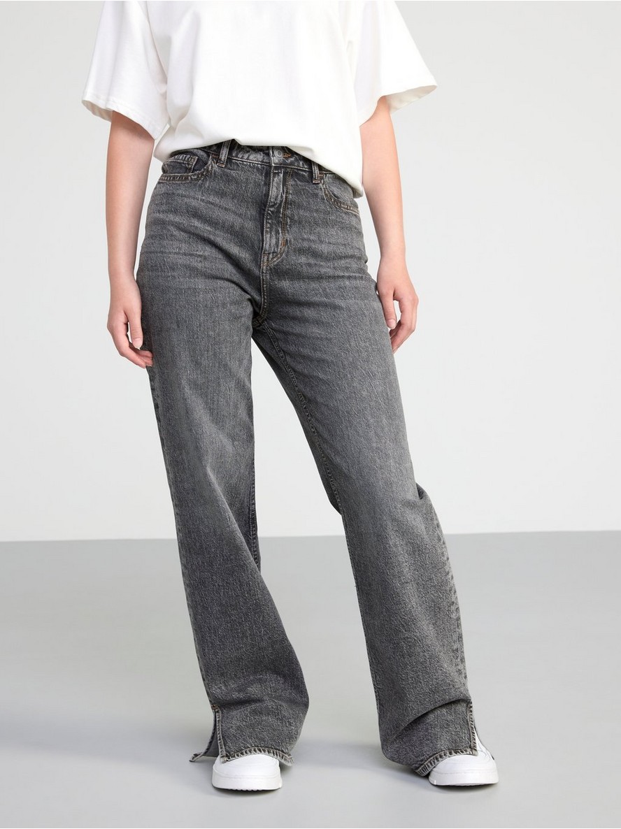 VANJA Wide high waist jeans with slit - 8408254-80