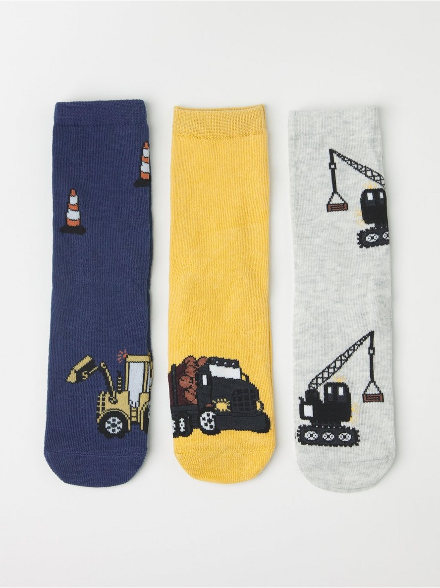 3-pack socks with antislip and construction vehicles - 8414536-2623