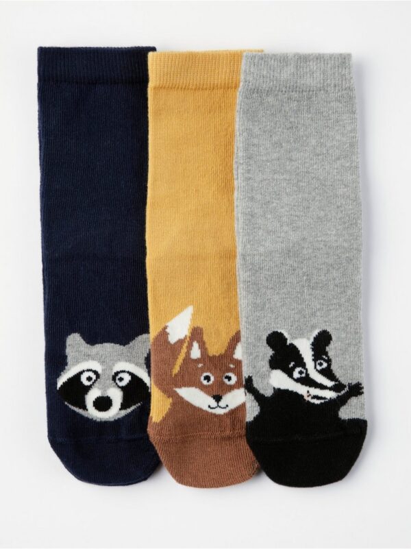 3-pack socks with animals and antislip - 8414538-9755