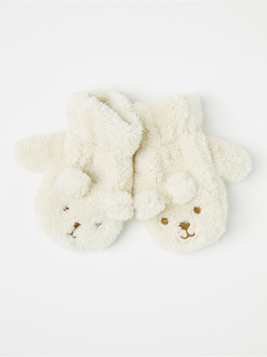Rukavice – Pile mittens with bear motif