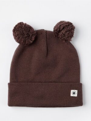 Knitted beanie with pom poms - 8415431-5290