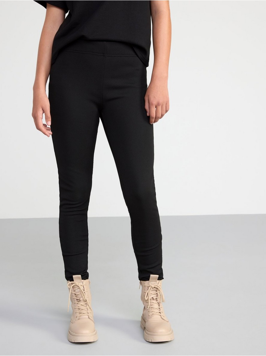 Ribbed leggings with brushed inside - 8416117-80