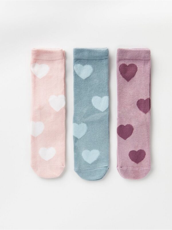 3-pack socks with hearts - 8416391-9438